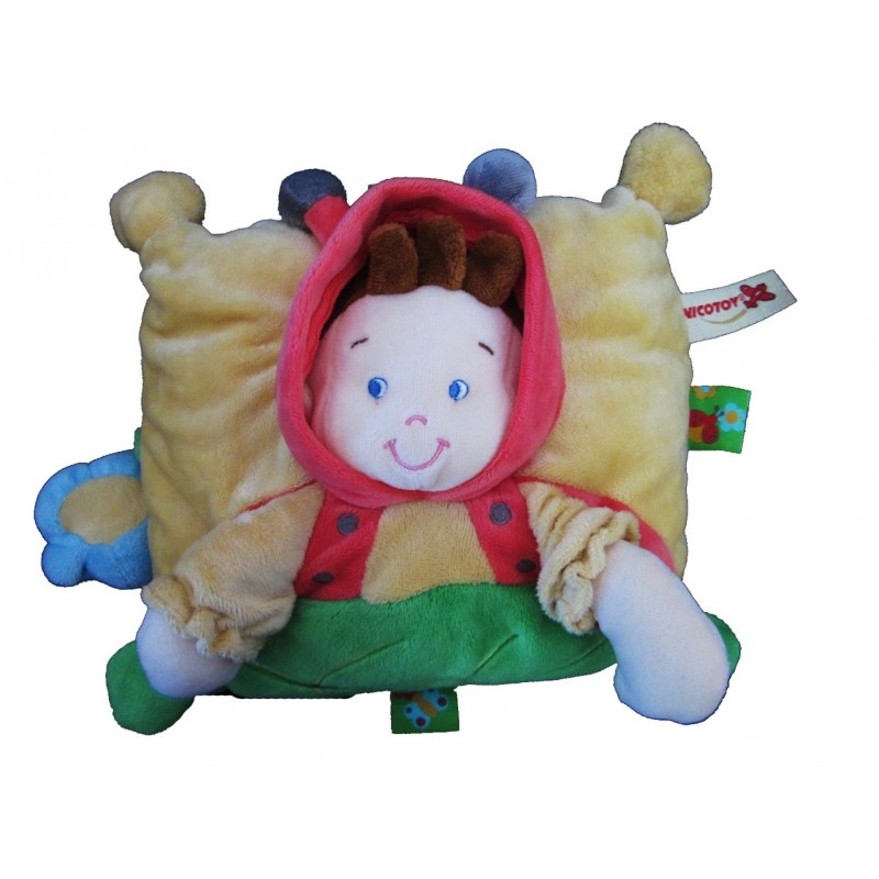 doudou coussin lutin garçon déguisé en coccinelle NICOTOY