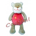 DOU KIDOU doudou peluche ours rose et marron