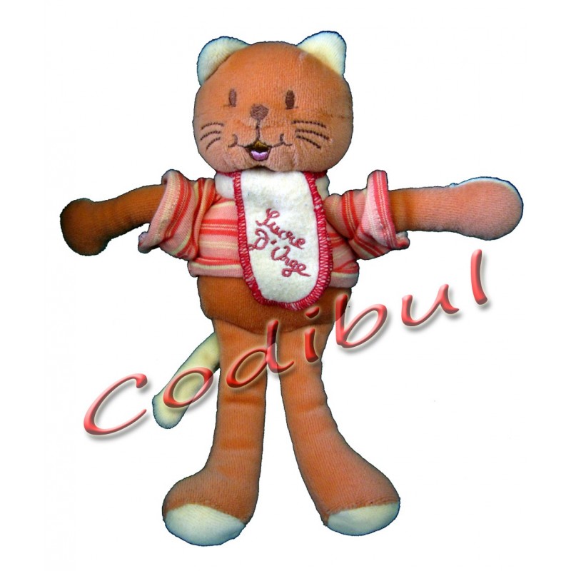 doudou sucre d'orge chat orange pull rayé