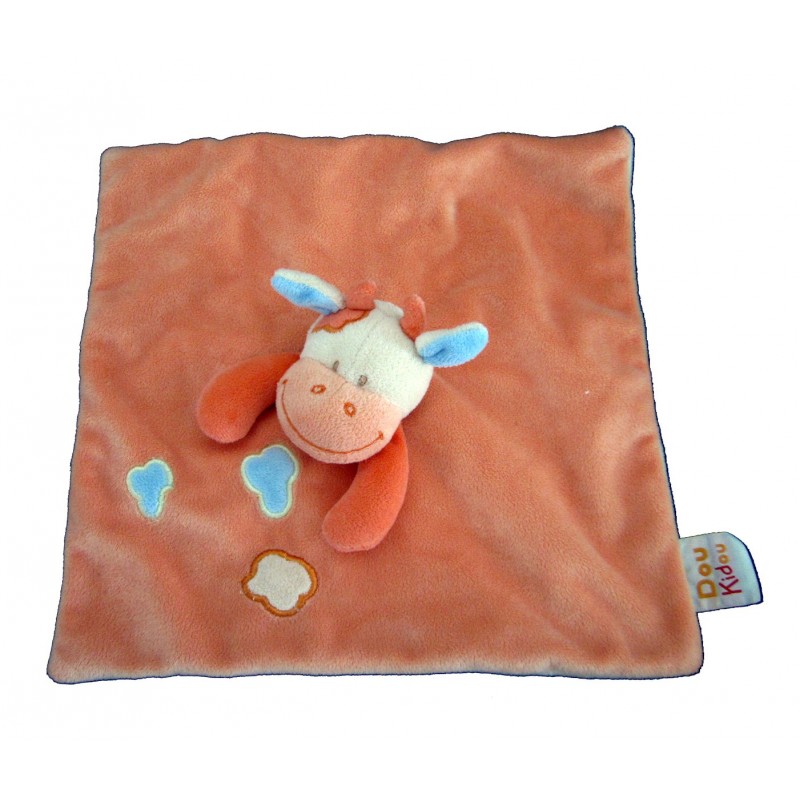 DOU KIDOU doudou plat vache orange