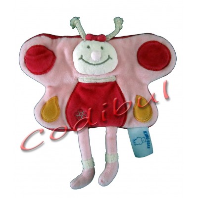 KING BEAR Doudou plat papillon rose