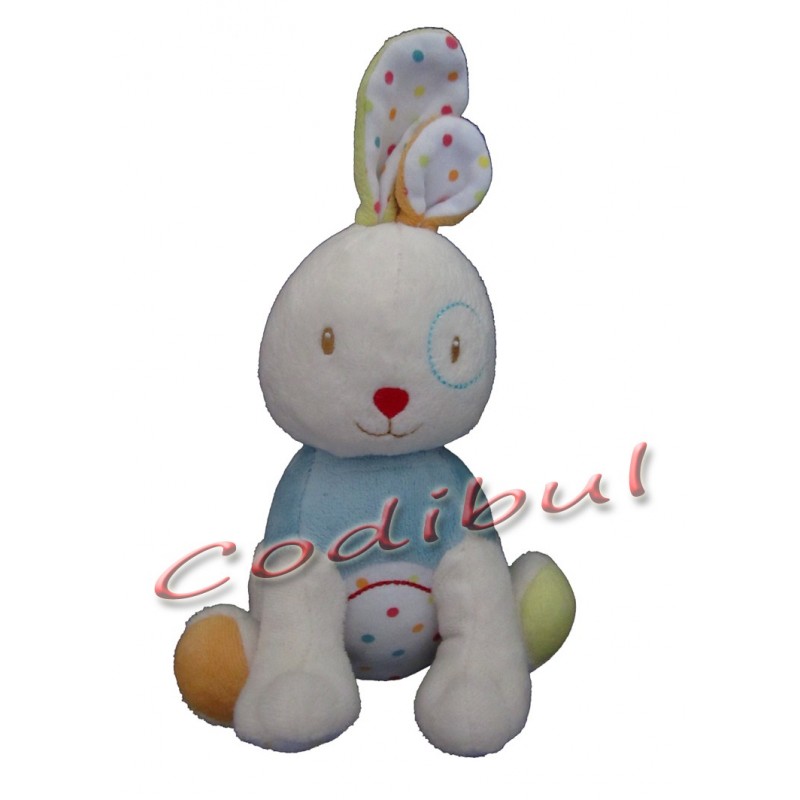 SUCRE D'ORGE doudou lapin assis cocard