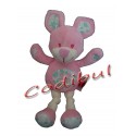 TEX PETITE SOURIS ROSE COEURS BRODES