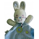 NICOTOY DOUDOU PLAT LAPIN BLEU AVEC ECHARPE