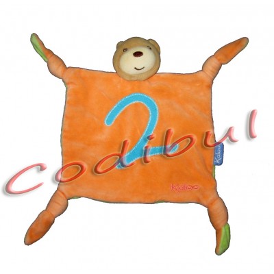 Kaloo Doudou plat ours orange collection 123 brodé 2