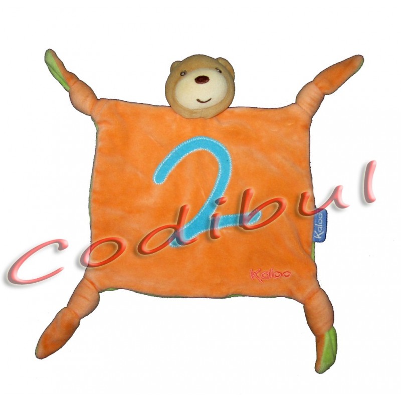 Kaloo Doudou plat ours orange collection 123 brodé 2