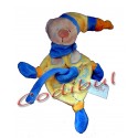 BABY NAT' doudou ours jaune blau et attache sucette