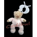 NATTOU Doudou ours rose nuage vibrant avec attache