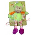 DOUKIDOU doudou peluche singe vert orange mauveorange