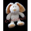 DOUDOU PELUCHE LAPIN BLANC OREILLES ORANGE GIPSY