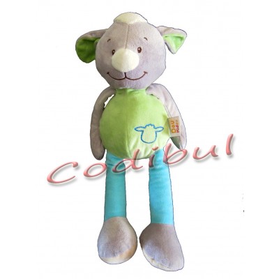 DOUKIDOU Doudou mouton agneau gris vert bleu
