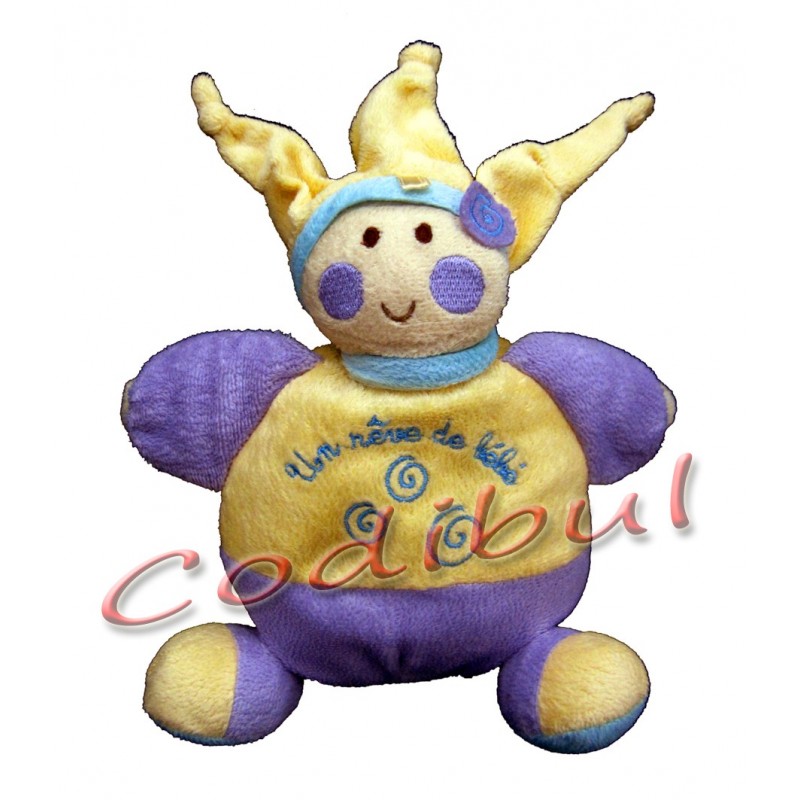 Cmp Doudou Lutin Poupee Boule Jaune mauve Un Reve De Bebe