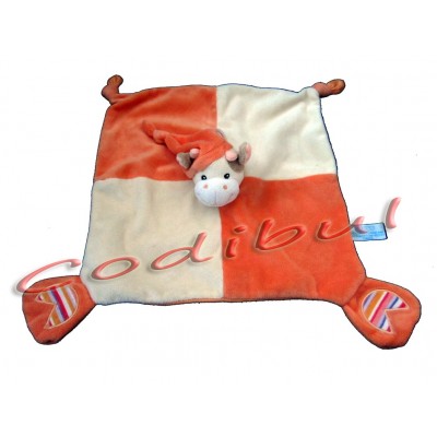 GIPSY doudou plat vache orange pattes empreintes