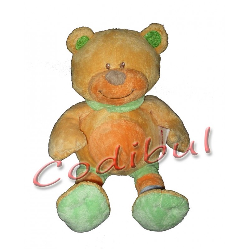 BENGY Doudou ours orange vert bleu