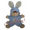 NICOTOY Doudou semi plat garçon déguisé en lapin bleu