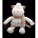 TIAMO Doudou Mouton blanc et marron avec écharpe