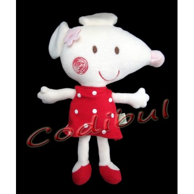 Doudou Mouchoir Hello Kitty sanrio peluche grelot Rose blanc