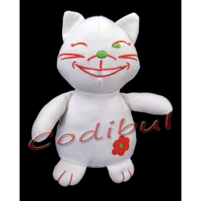 TRIXERA doudou chat blanc fleur orange