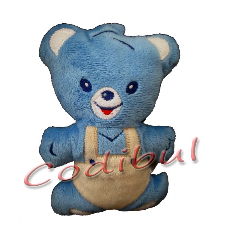 NESTLE Doudou hochet ours bleu salopette