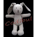 SYLVIE THIRIEZ doudou lapin tissu carreaumarron