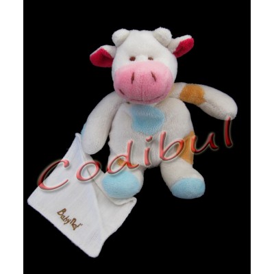 BABY NAT' Doudou vache rose à pois avec mouchoir