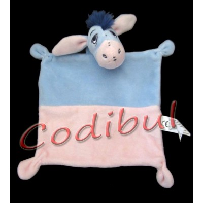 NICOTOY DISNEY Doudou plat carré bleu rose Bourriquet