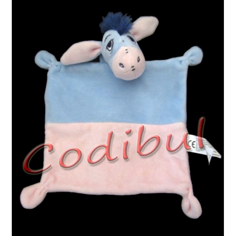 NICOTOY DISNEY Doudou plat carré bleu rose Bourriquet