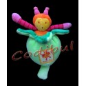 MOULIN ROTY Doudou hochet fleur verte louna l'abeille