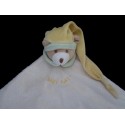 BABY NAT' Grand Doudou plat ours blanc écru vert jaune