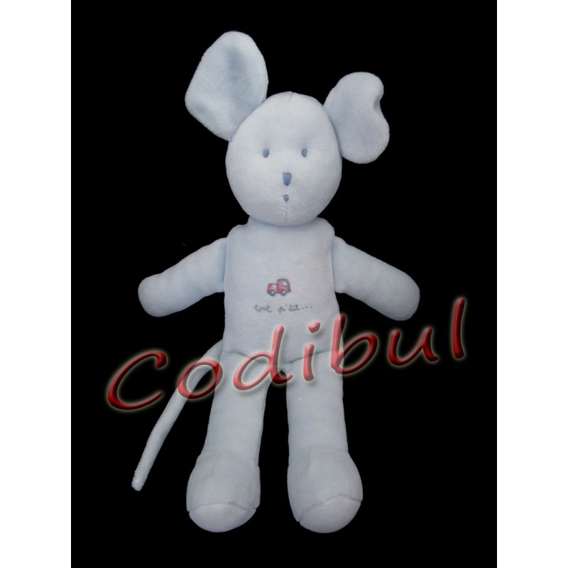 PETIT BATEAU DOUDOU souris bleue velours