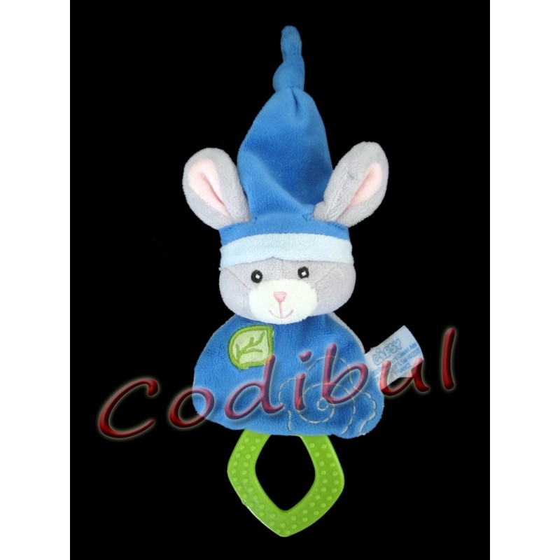 GIPSY DOUDOU PELUCHE SOURIS BLEUE ANNEAU DENTITION