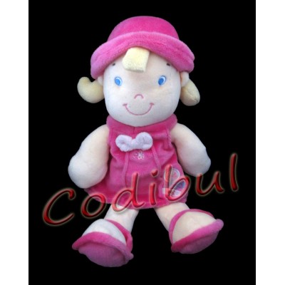 BEBEREVE doudou poupée fille robe et chapeau rose