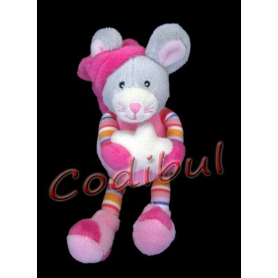 GIPSY Doudou souris  rose étoile 14 cm