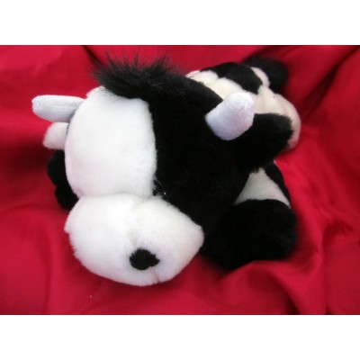 NICOTOY peluche Doudou vache noire et blanche