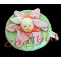 BABY NAT' Doudou plat rond étoile lapin vert rose orange