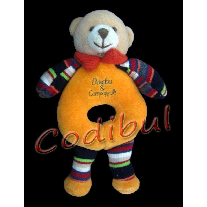 DOUDOU ET COMPAGNIE Doudou ours hochet orange