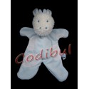 SUCRE D'ORGE Doudou plat vache girafe bleu blanc