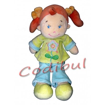 NICOTOY doudou fille couettes broderie fleur