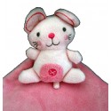 NICOTOY Doudou plat souris rose croix ventre