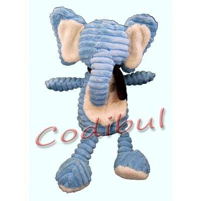 TEX BABY Doudou éléphant bleu écharpe et feuilles brodées