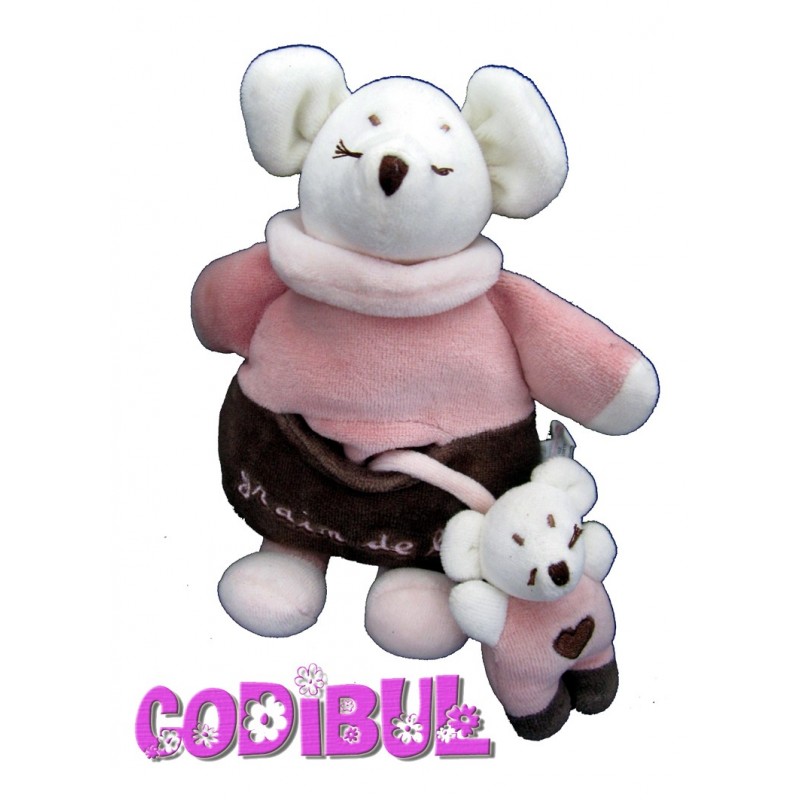 Doudou Souris Rose Marron Bebe Grain De Ble
