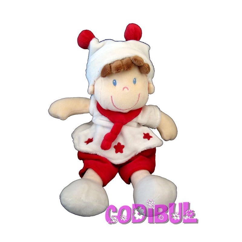 doudou lutin garçon blanc rouge étoile NICOTOY