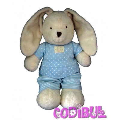 POMMETTE doudou lapin en pyjama bleu