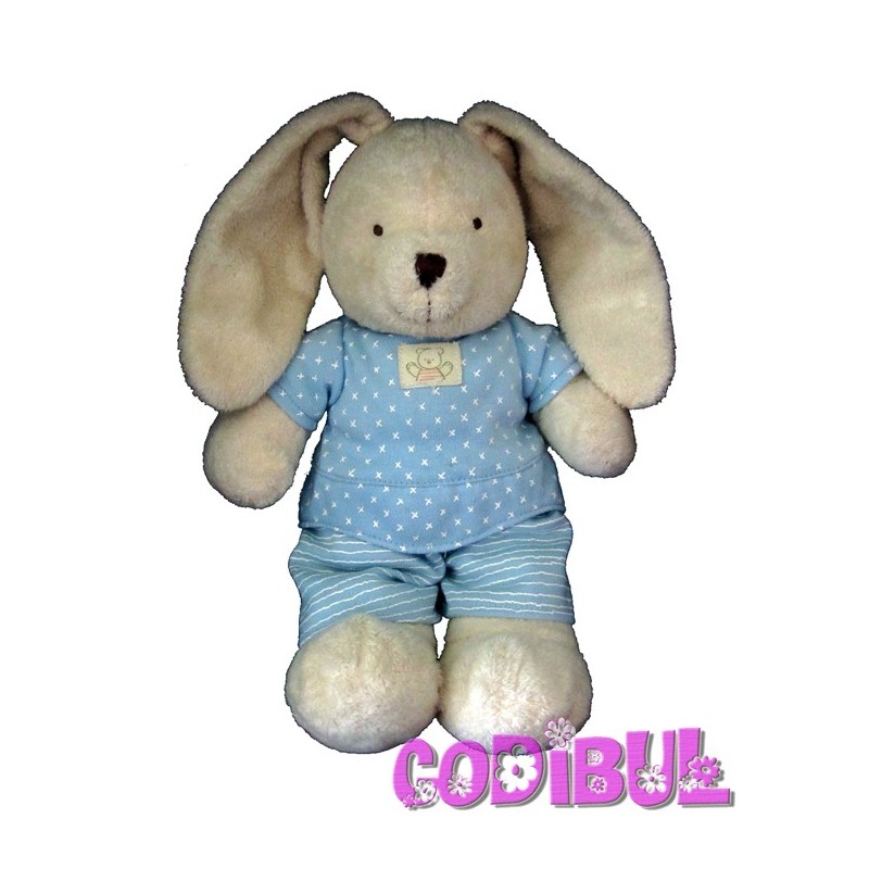 POMMETTE doudou lapin en pyjama bleu