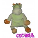 SUCRE D'ORGE doudou semi plat vache vert orange