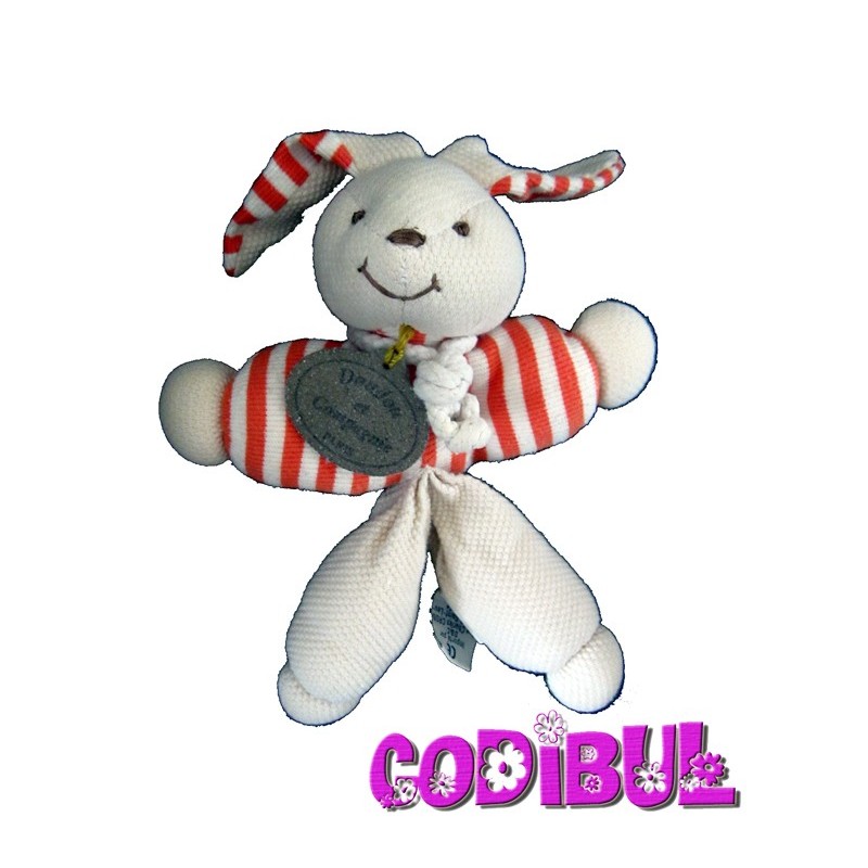 DOUDOU ET COMPAGNIE LAPIN PANTIN RAYE ORANGE