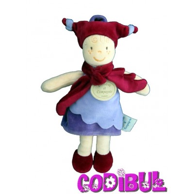 DOUDOU ET COMPAGNIE Lutin fée mauve bordeau