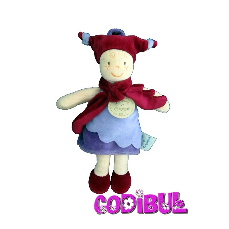 DOUDOU ET COMPAGNIE Lutin fée mauve bordeau