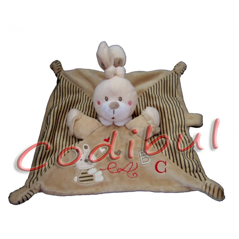 NICOTOY doudou plat Lapin beige ABC collection Laline