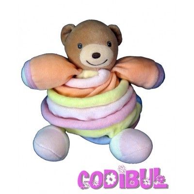 KALOO Doudou ours boule spirales pastel candies